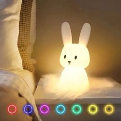 led night light silicone rabbit touch sensor lamp cute animal table lamp for kid baby child home decor
