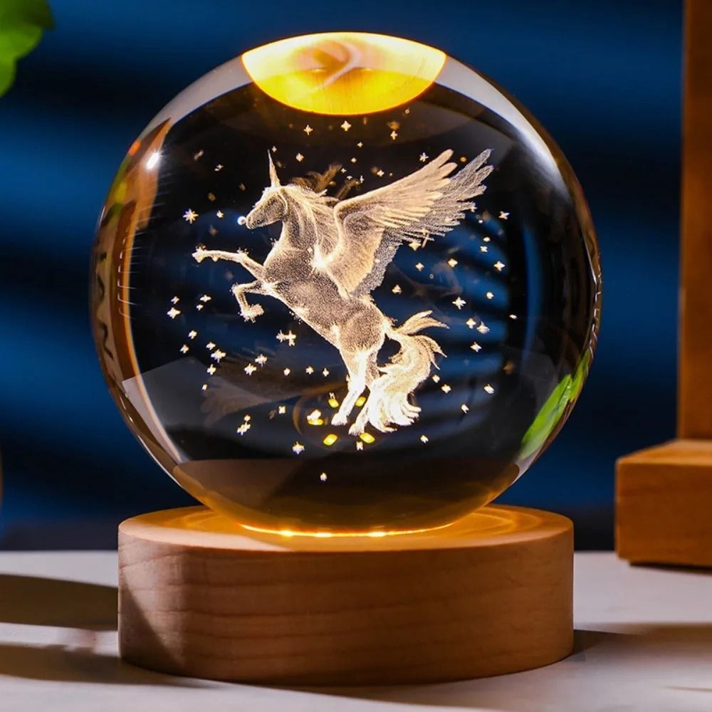 3D Laser Engraved Crystal Ball Night Light 13