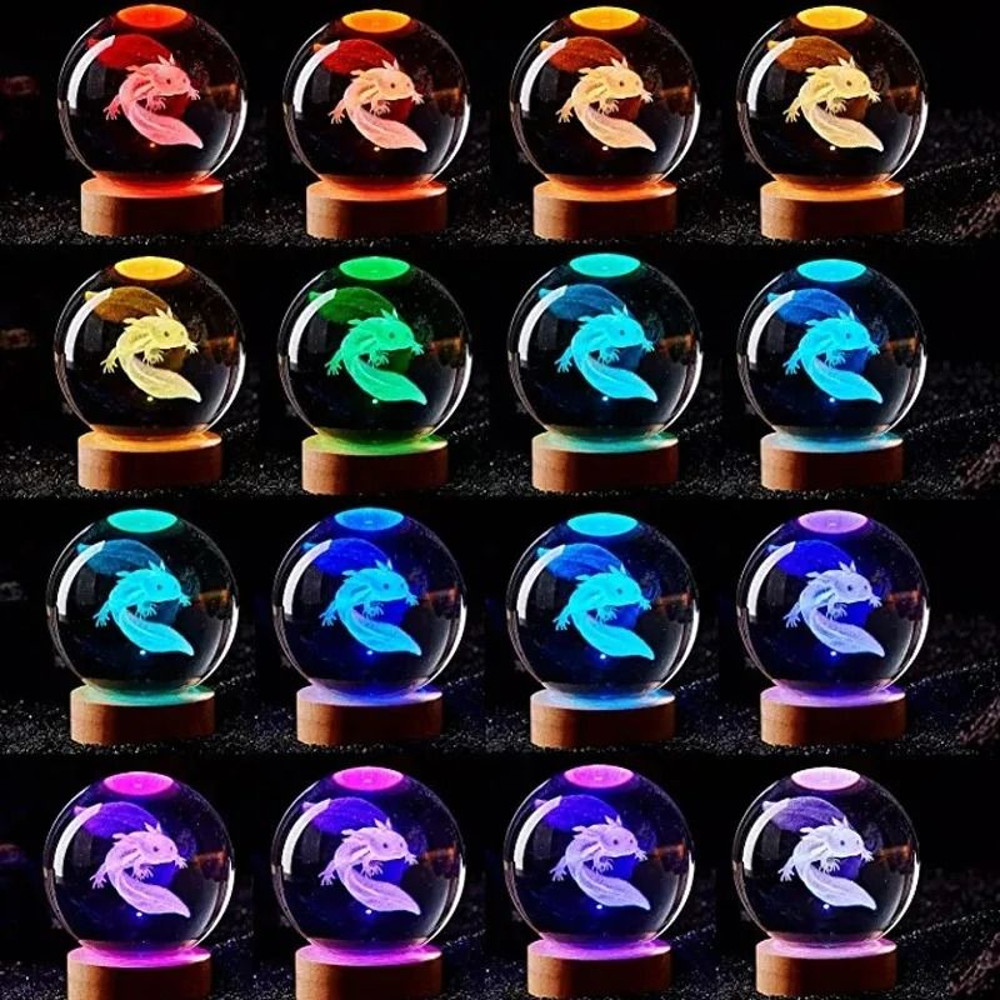3D Laser Engraved Crystal Ball Night Light 3