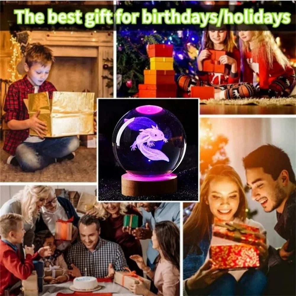3D Laser Engraved Crystal Ball Night Light 5