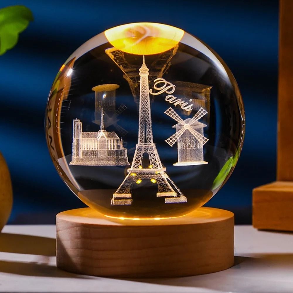 3D Laser Engraved Crystal Ball Night Light 6