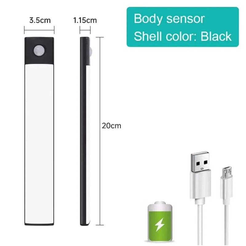 Night Light Motion Sensor Light Wireless USB Under Cabinet Light For Cabinet Bedroom Wardrobe Indoo 6