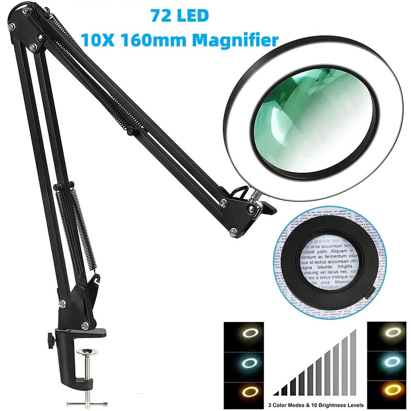 72 LED 8X 10X Illuminated USB Magnifier With 3 Color LED Light 0