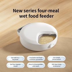 automatic pet feeder with 4 meals timing and slow feeding for cats and dogs