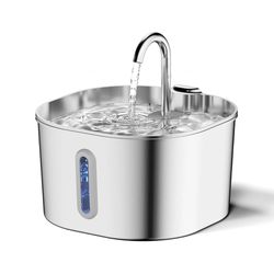 stainless steel pet water fountain 2.2l quiet drinking dispenser for cats and dogs