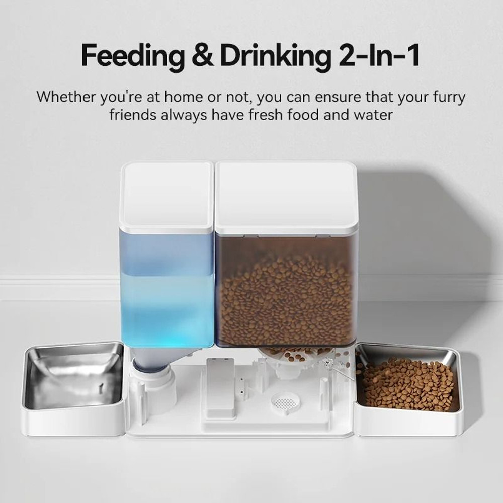 Automatic Pet Feeder And Water Fountain 85L Button Version For Cats And Dogs 1