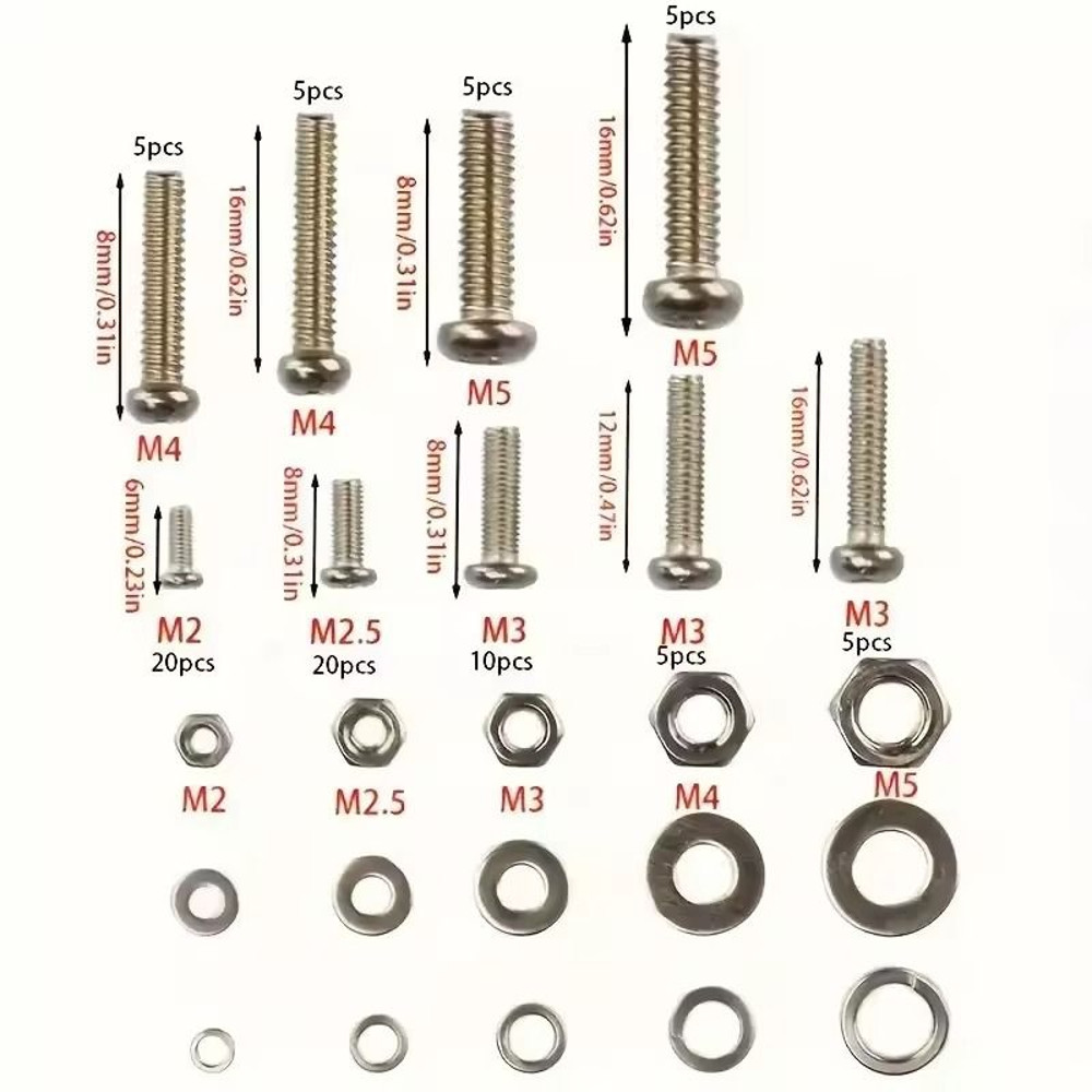 Premium Stainless Steel Screw And Nut Assortment Kit 320pcs Corrosion Resistant M2 To M5 Sizes For  1