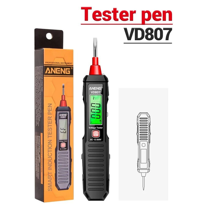 ANENG VD807 Non Contact Voltage Tester Pen AC 12 To 300V NCV Sensor Induction Tool 6