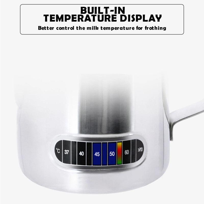 12oz And 20oz Milk Frothing Pitcher With Temperature Display Stainless Steel Milk Frother Jug For L 3
