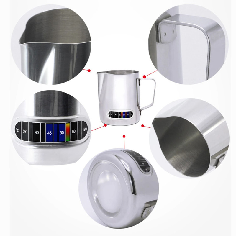 12oz And 20oz Milk Frothing Pitcher With Temperature Display Stainless Steel Milk Frother Jug For L 4