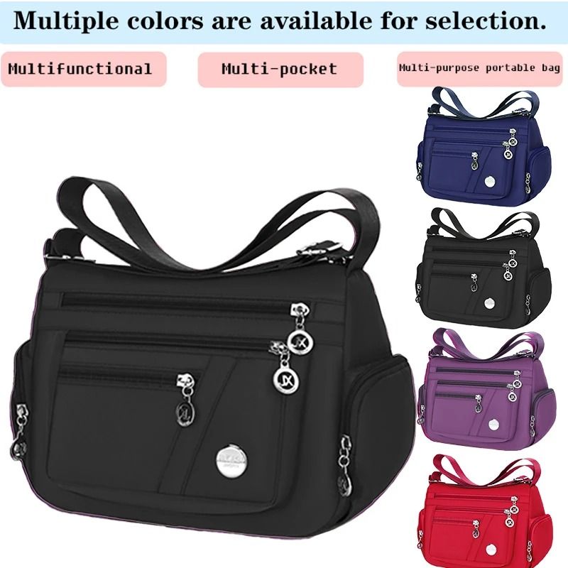 Nylon Fabric Shoulder Crossbody Travel Bag With Multi Compartments 0