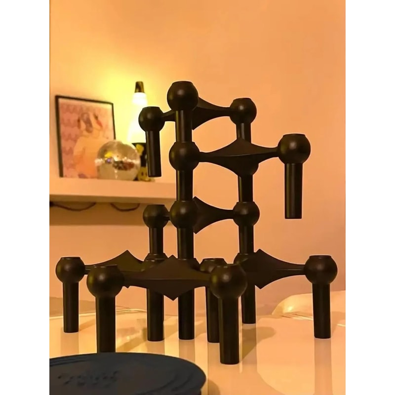 Metal Molecular Structure Candle Holder Nordic Silver Candlestick Centerpiece 2