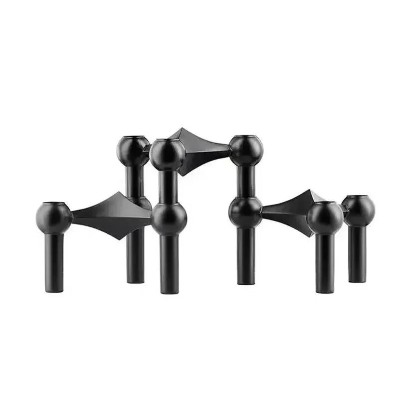 Metal Molecular Structure Candle Holder Nordic Silver Candlestick Centerpiece 11