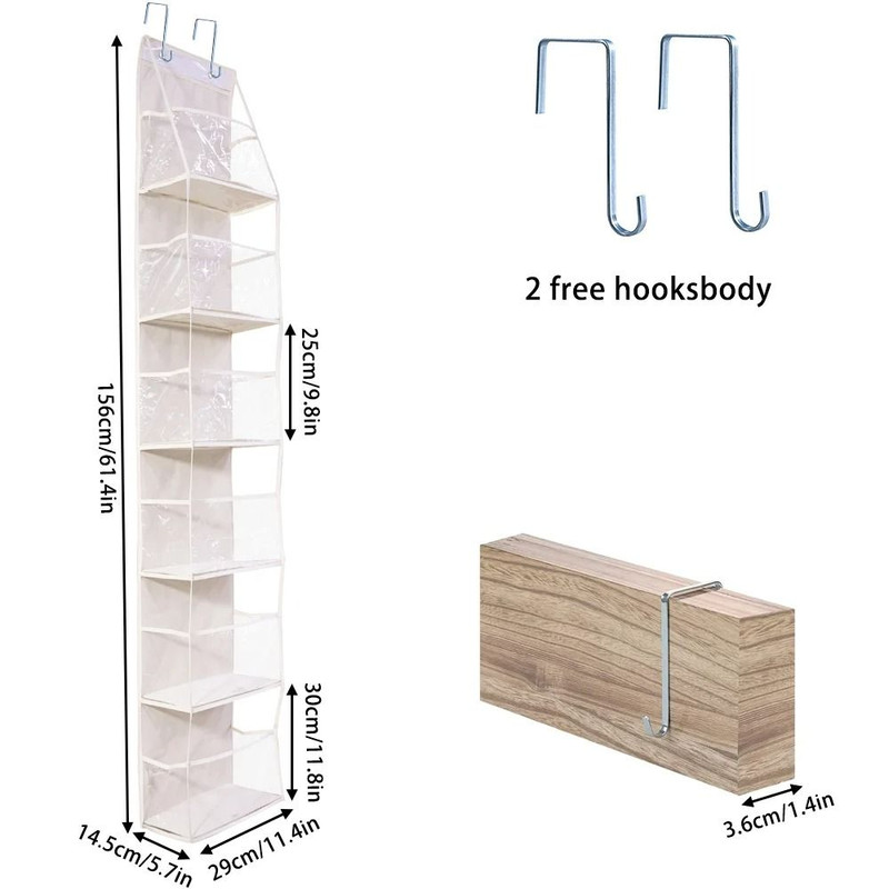 Over The Door Hanging Organizer 4 Layer Or 6 Layer Storage Bag For Cosmetics Bathroom Closet 8