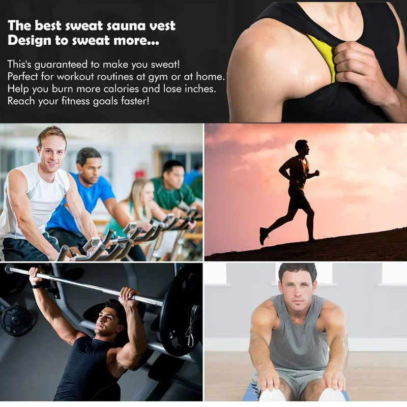 Men Training T Shirts Sauna Effect Sports Vest Exercise Tops Fitness Clothes Slimming Weight Loss S 2