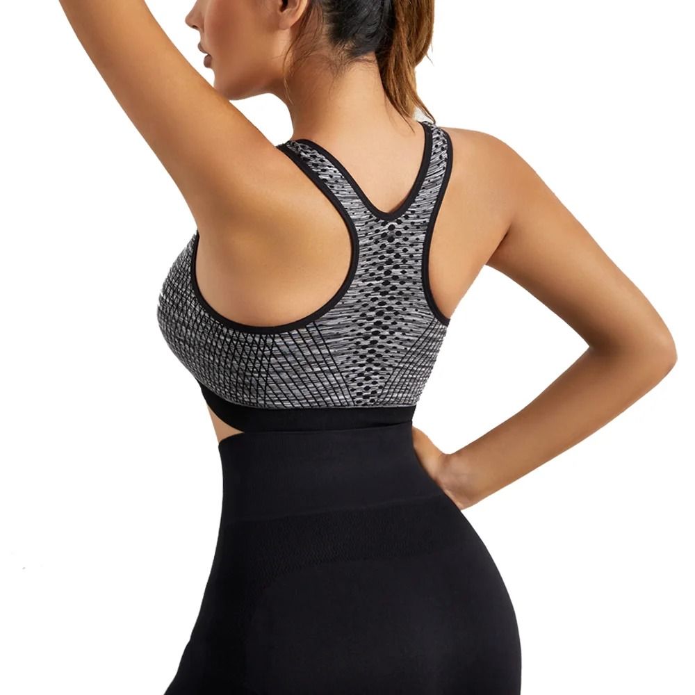 Women Sports Bra Front Zipper Breathable High Impact Yoga Running Vest 2