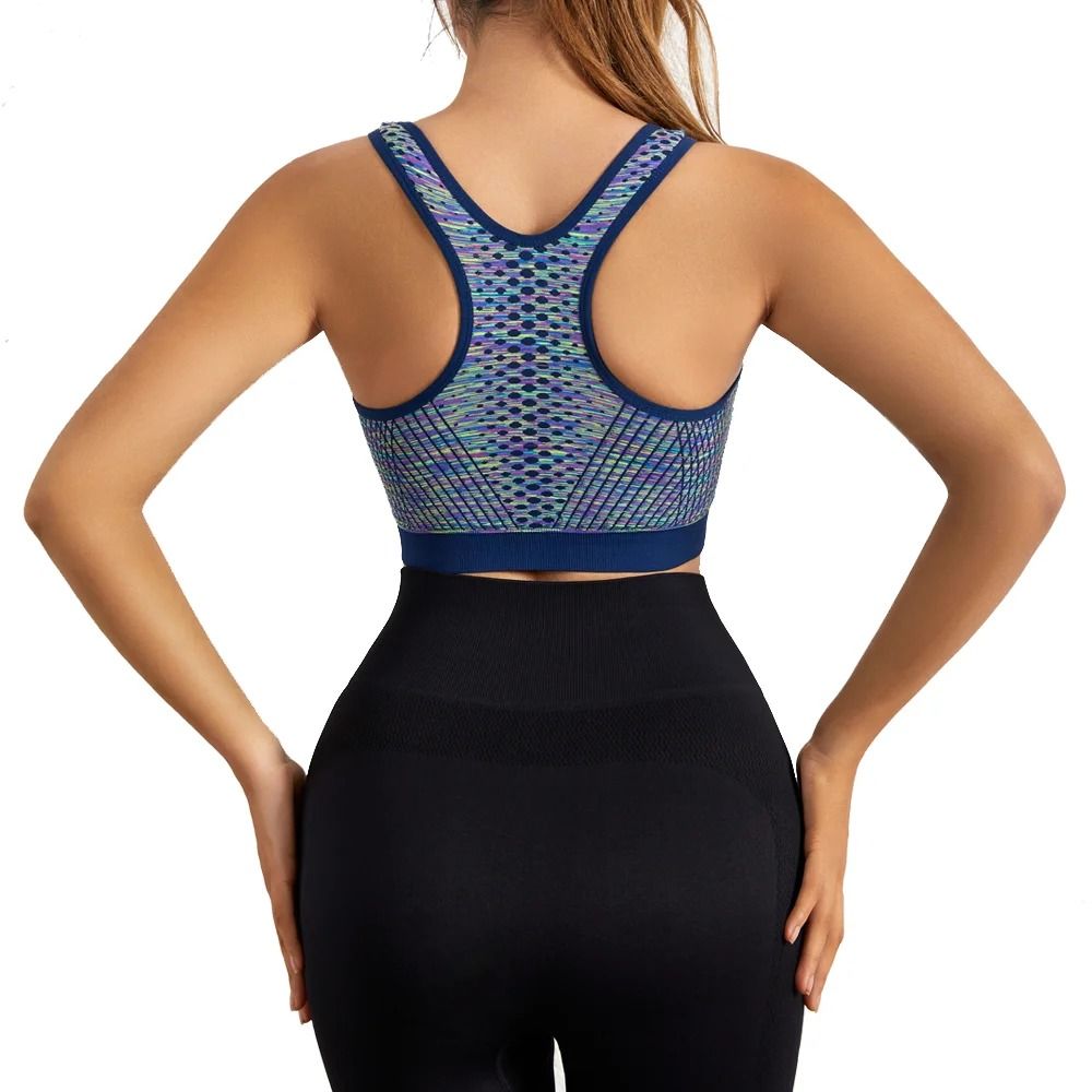 Women Sports Bra Front Zipper Breathable High Impact Yoga Running Vest 3