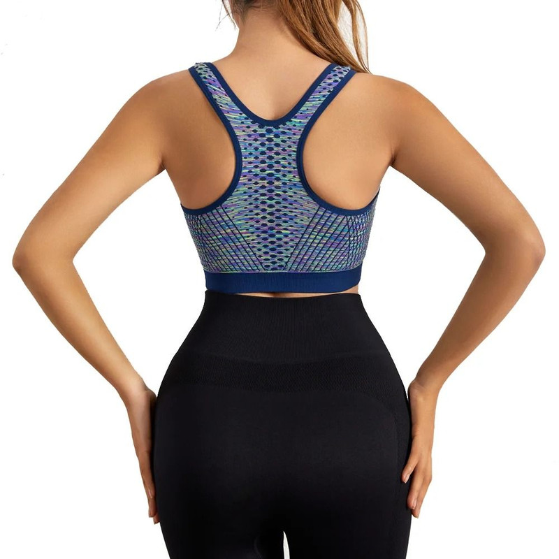 Women Sports Bra Front Zipper Breathable High Impact Yoga Running Vest 3