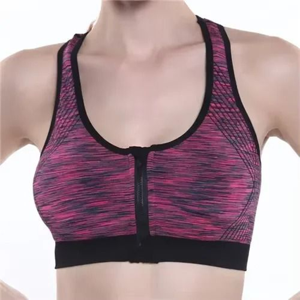 Women Sports Bra Front Zipper Breathable High Impact Yoga Running Vest 5