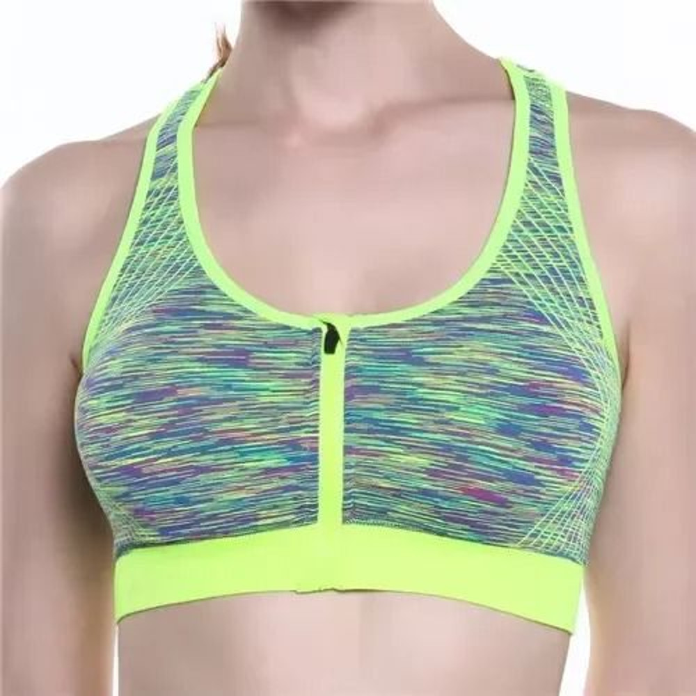 Women Sports Bra Front Zipper Breathable High Impact Yoga Running Vest 6