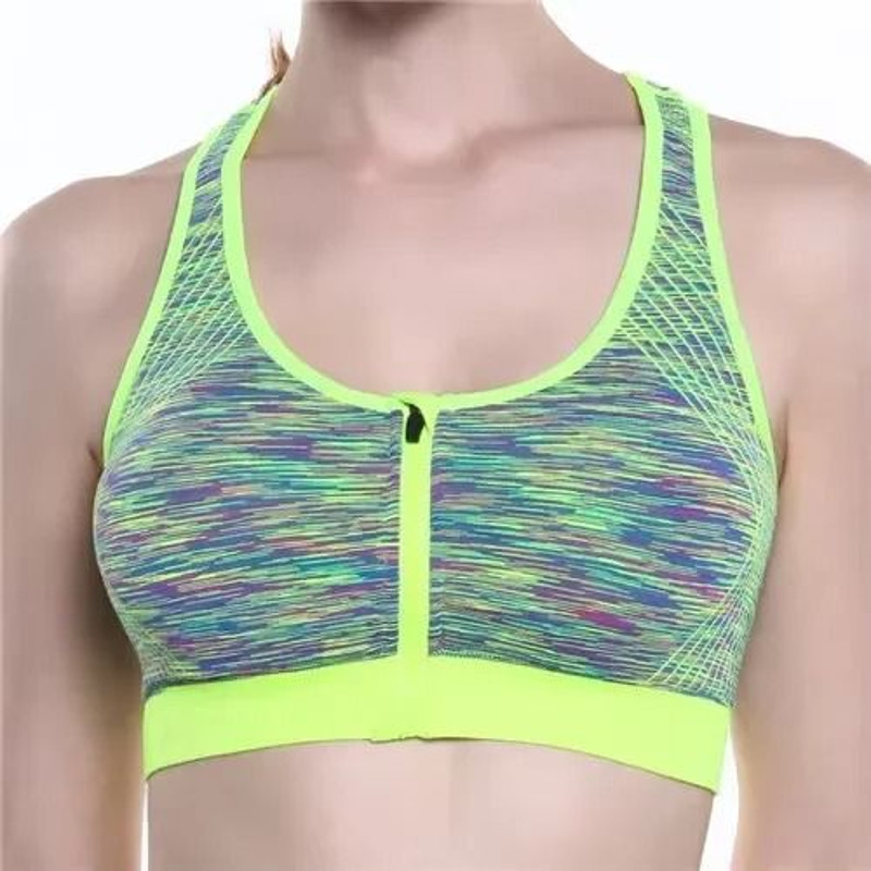 Women Sports Bra Front Zipper Breathable High Impact Yoga Running Vest 6