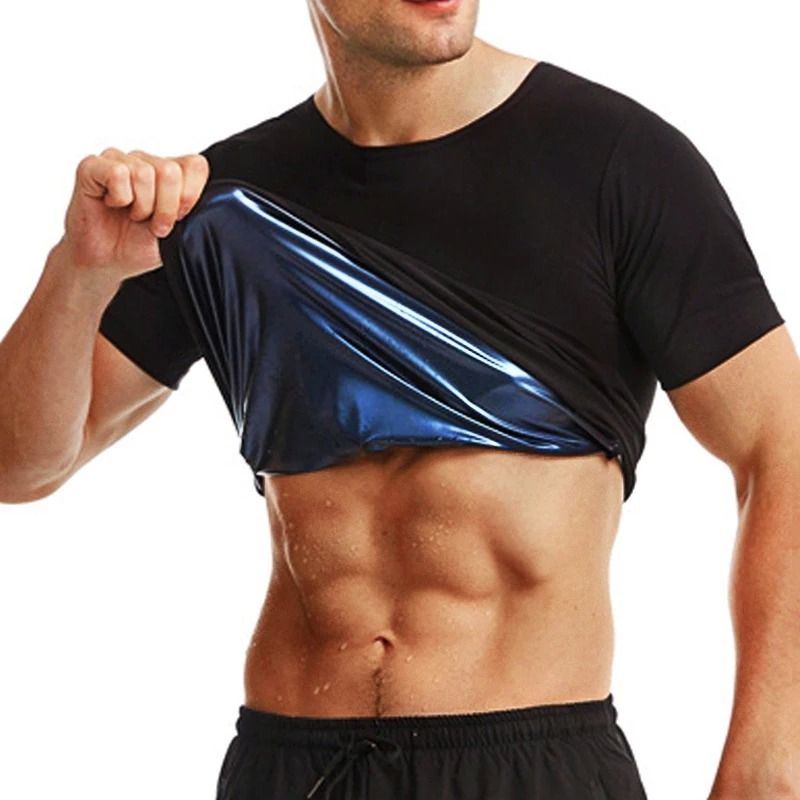Men Sauna Sweat Short Sleeve Heat Trapping Shirt 1