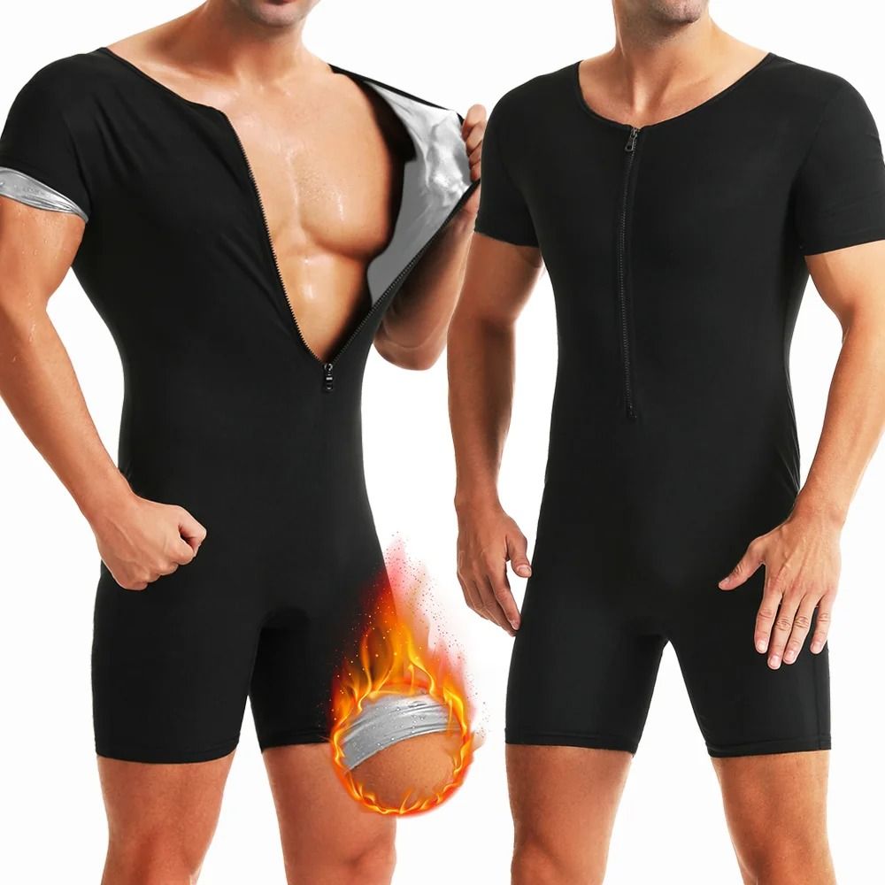Men Sauna Suit Hot Sweating Jumpsuit Waist Trainer Weight Loss Bodysuit 0