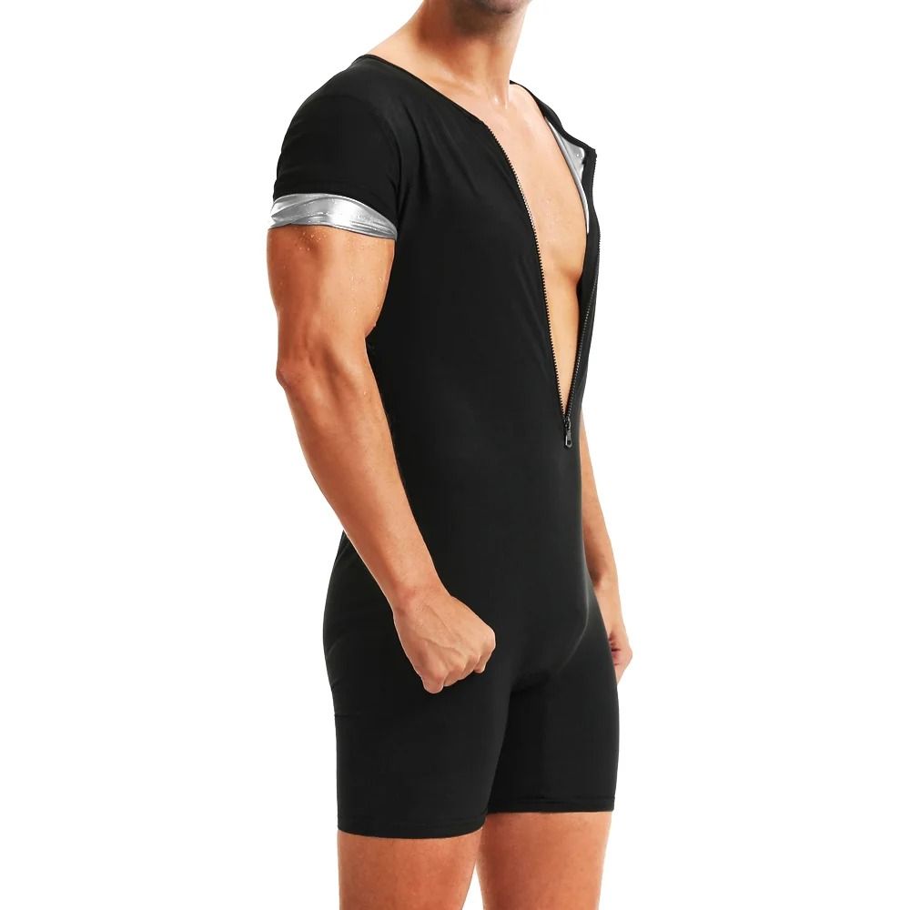 Men Sauna Suit Hot Sweating Jumpsuit Waist Trainer Weight Loss Bodysuit 5