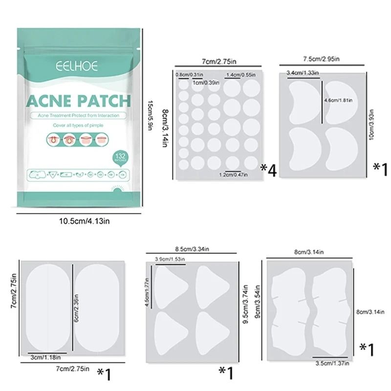 Acne Pimple Patches 132 PCS Hydrocolloid Invisible Skin Care Stickers 5