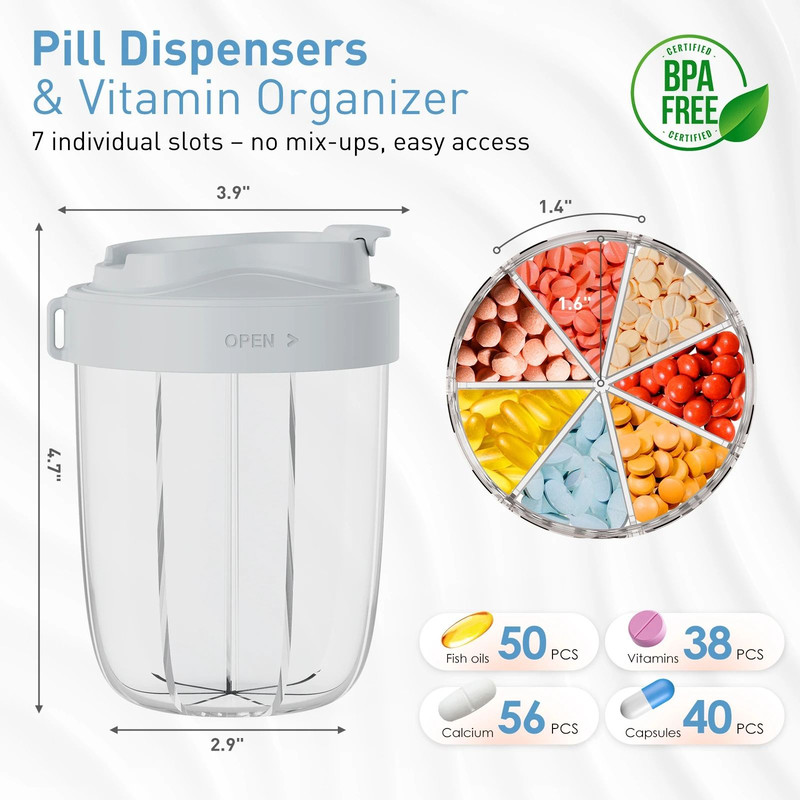 Weekly Monthly Pill Organizer Travel Pill Box With 7 Large Compartments 1