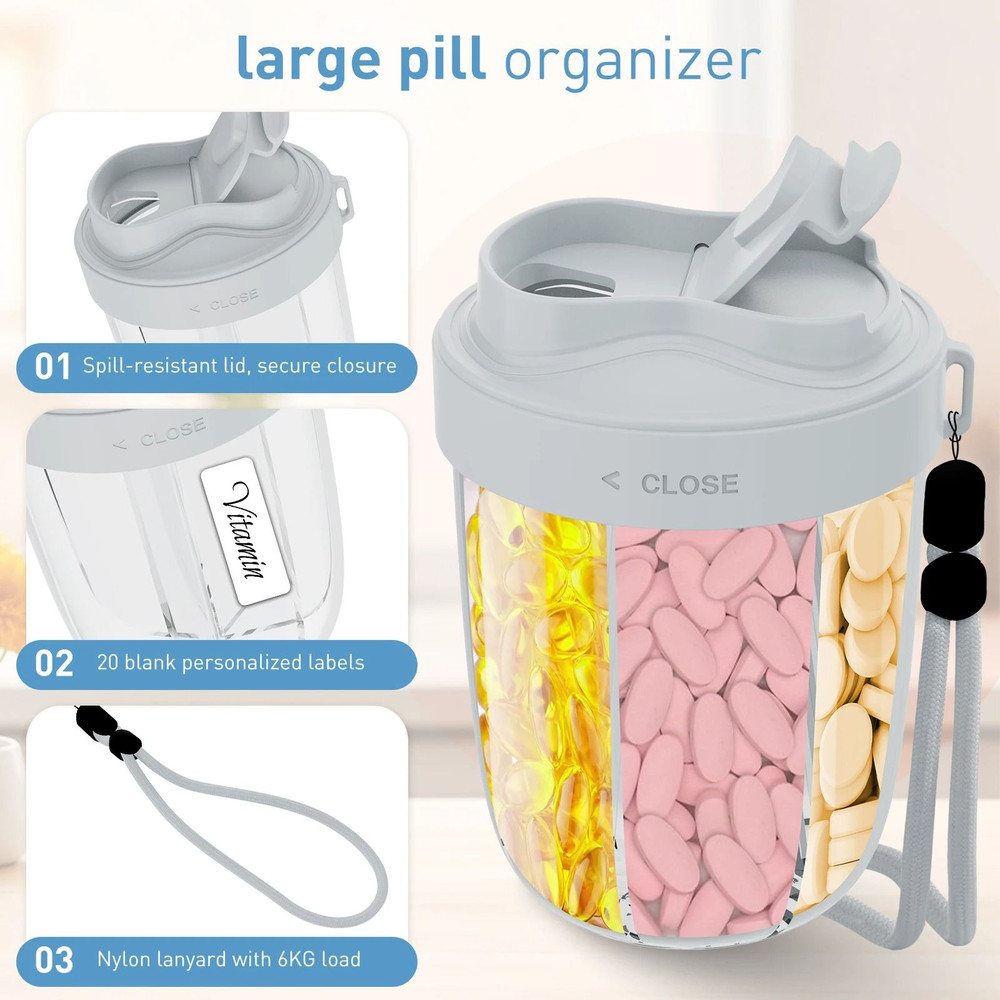 Weekly Monthly Pill Organizer Travel Pill Box With 7 Large Compartments 5