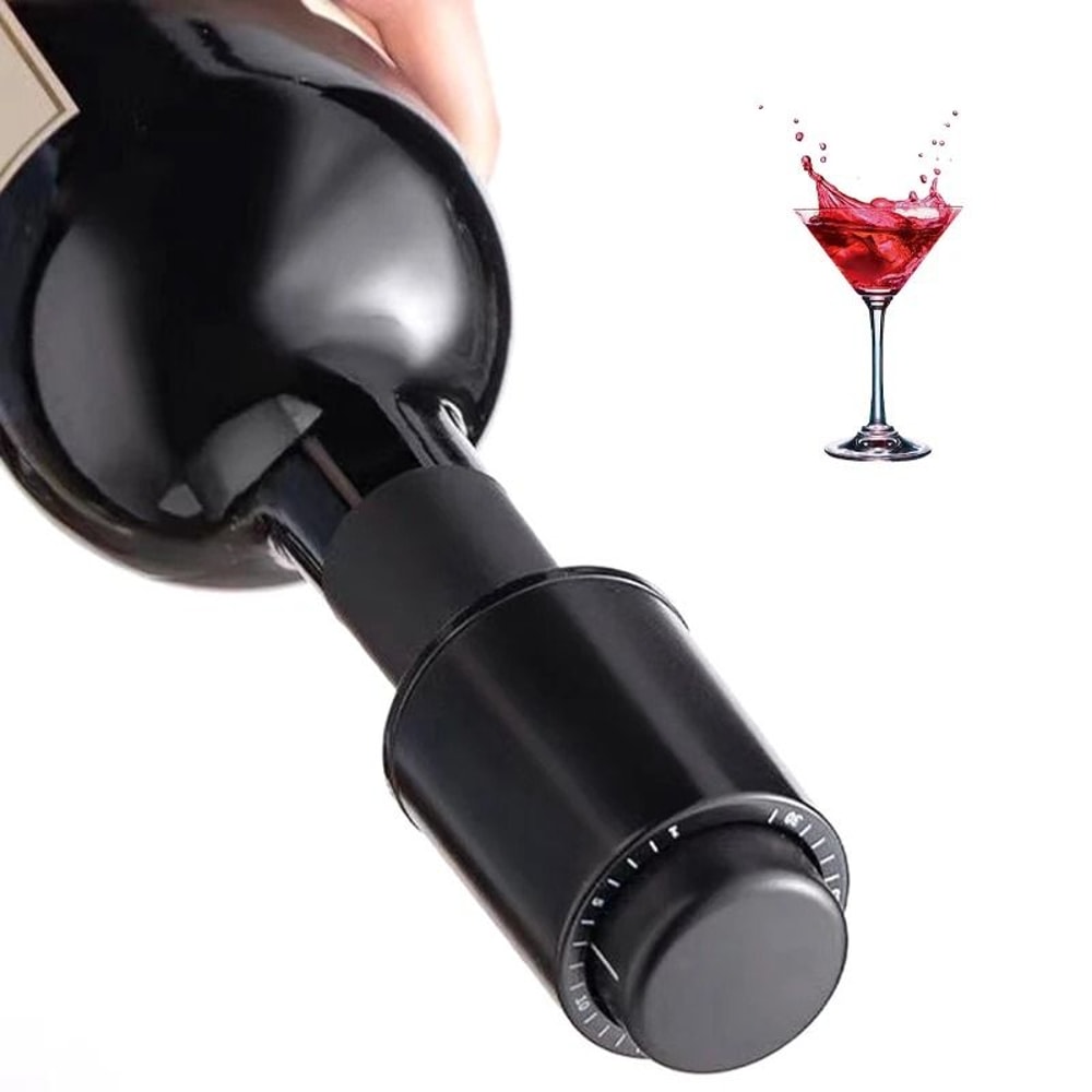 Wine Bottle Vacuum Saver Pump With Seal Cap Date Scale 2