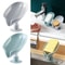 Leaf Shape Soap Holder With Suction Cup Sponge Dish Rack 4