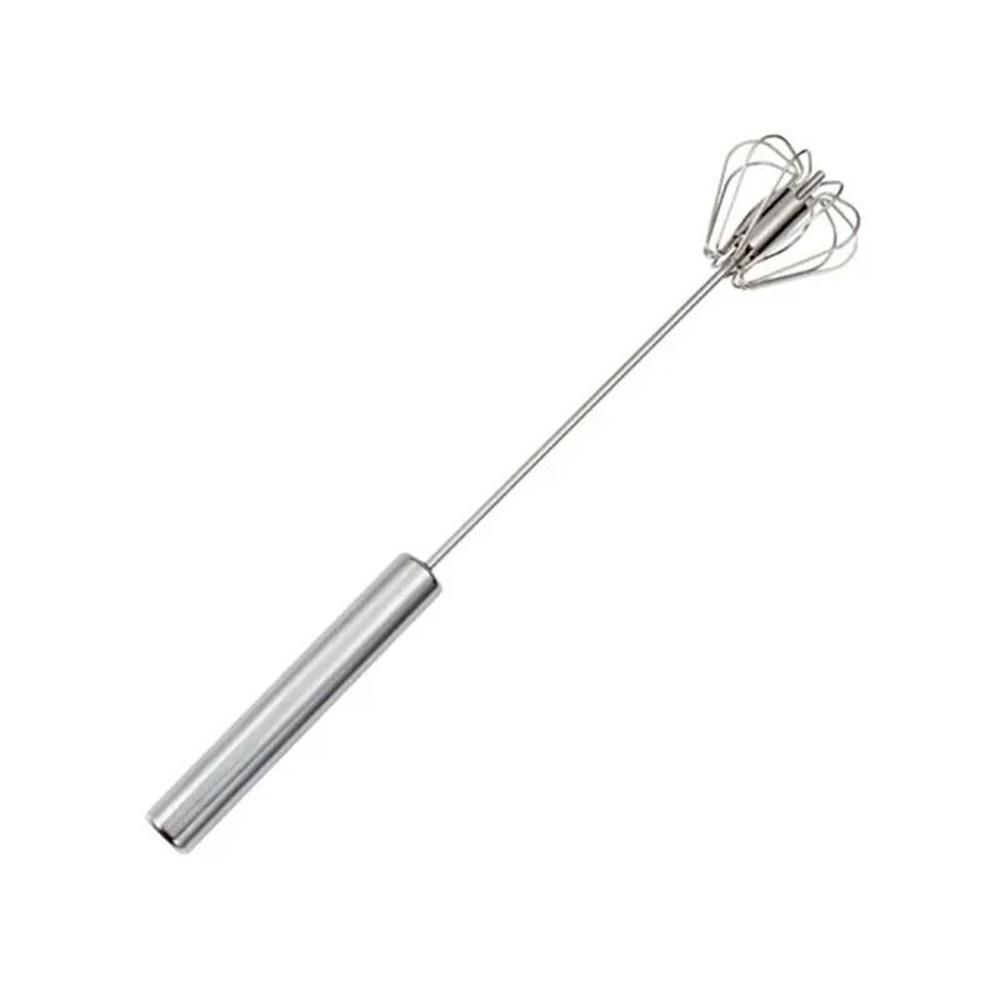 Stainless Steel Hand Pressure Egg Beater Self Turning Whisk 6