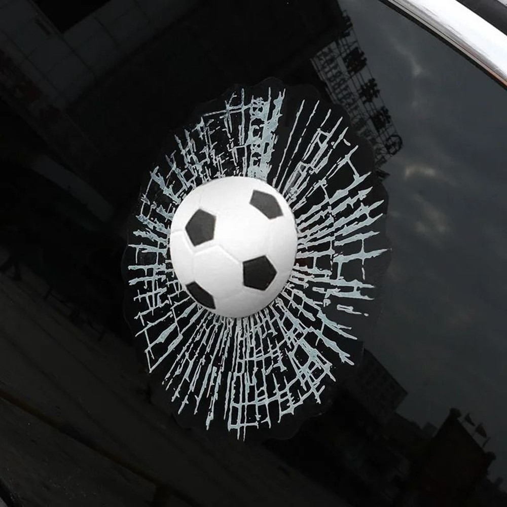 3D Sports Ball Car Window Sticker Broken Glass Decal 6