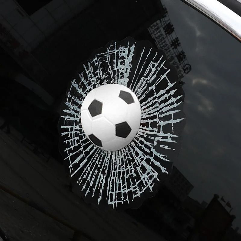 3D Sports Ball Car Window Sticker Broken Glass Decal 6
