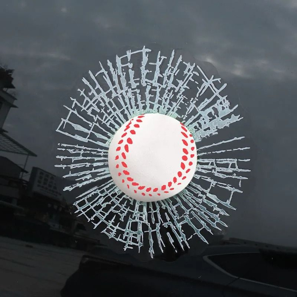 3D Sports Ball Car Window Sticker Broken Glass Decal 7