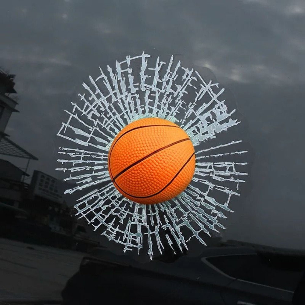 3D Sports Ball Car Window Sticker Broken Glass Decal 8