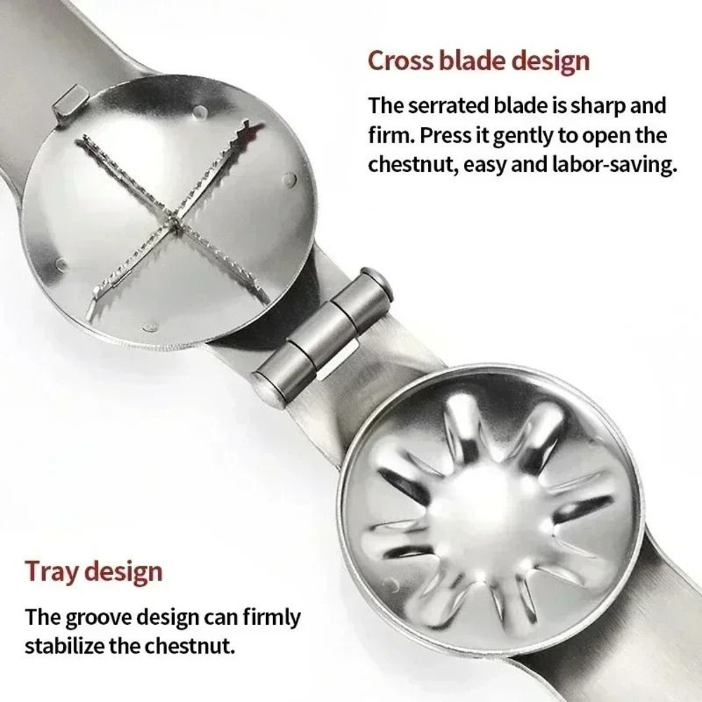Stainless Steel Chestnut Opener Nut Cracker Sheller Walnut Pliers Kitchen Gadget 1