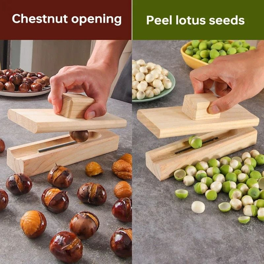 Manual Wooden Chestnut Opener Heavy Duty Walnut Pliers Nut Cracker Tool 4