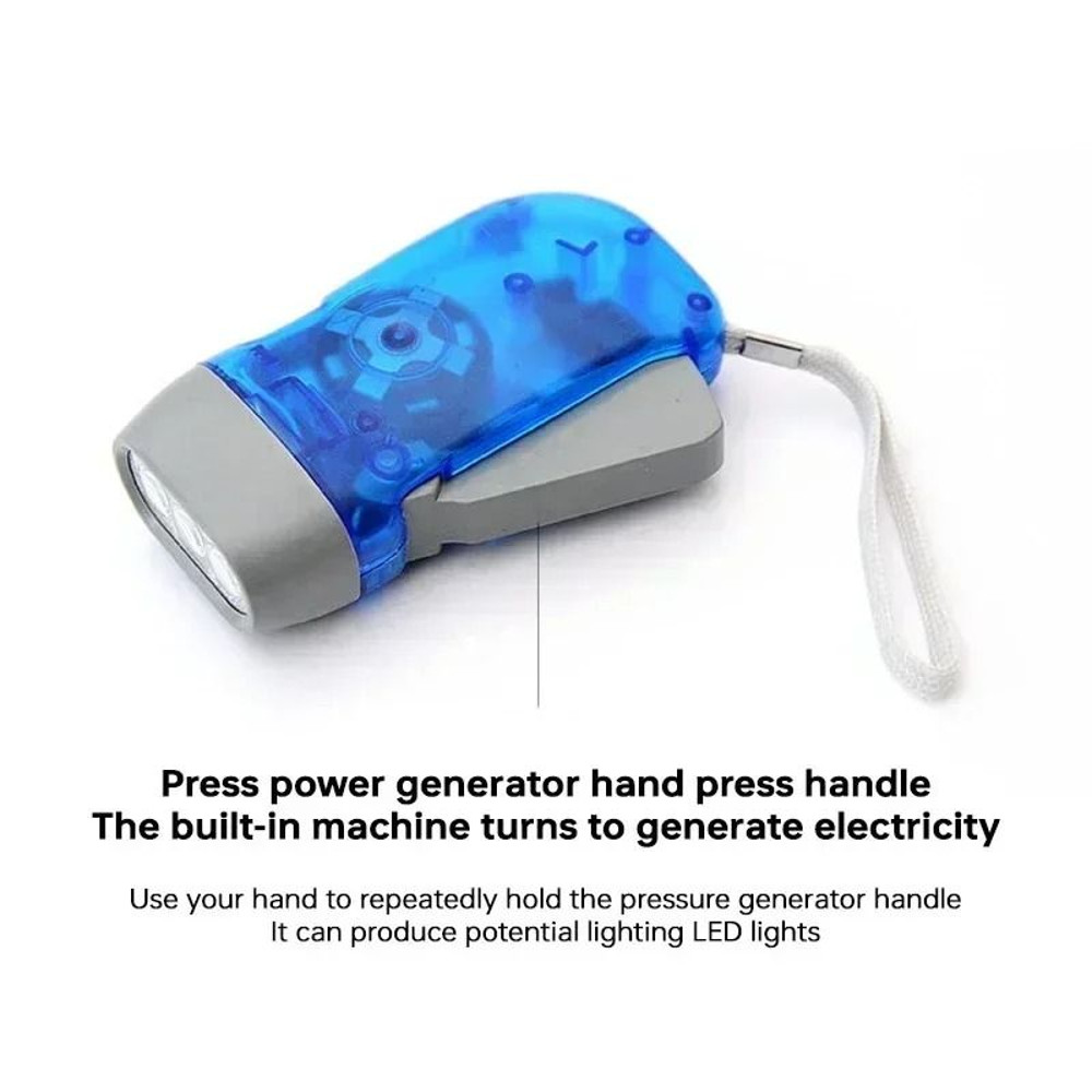 Hand Pressing Dynamo Crank Flashlight Mini Self Generating LED Lamp 3