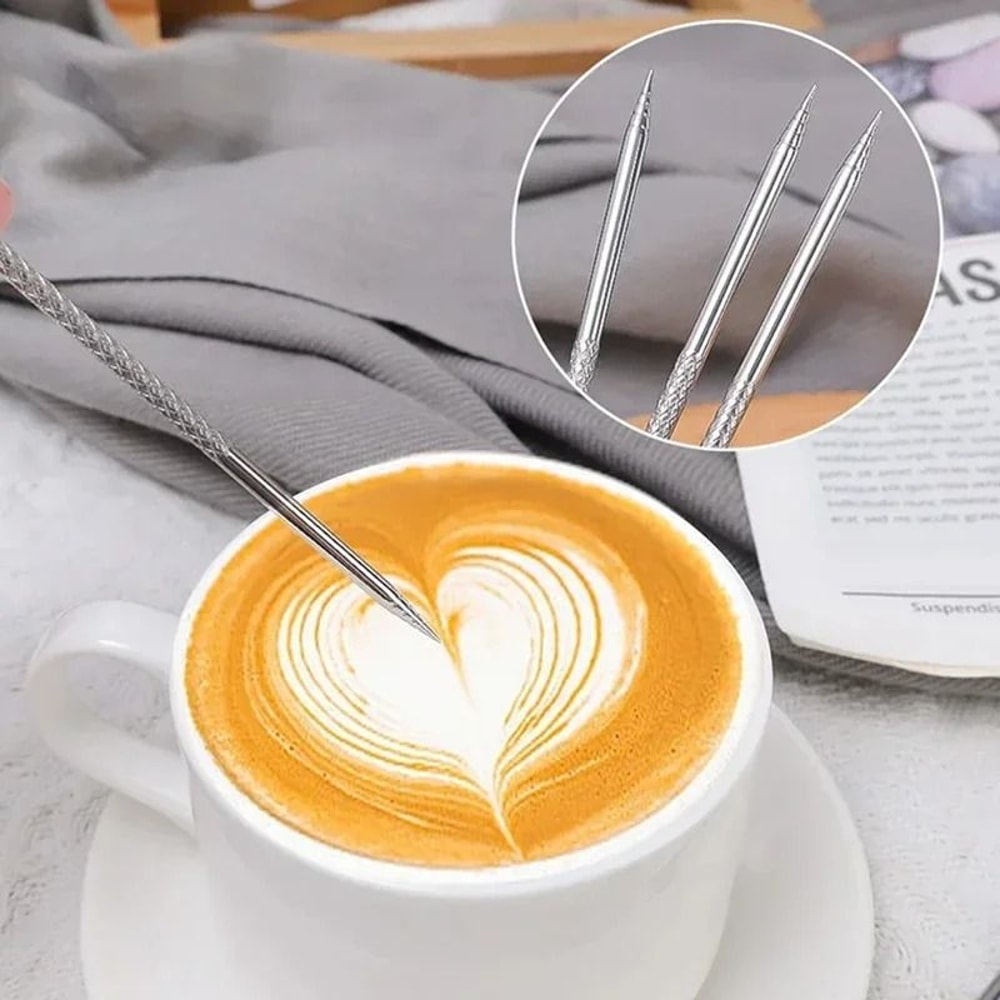 Stainless Steel Coffee Art Needle Pen For Cappuccino And Latte 3