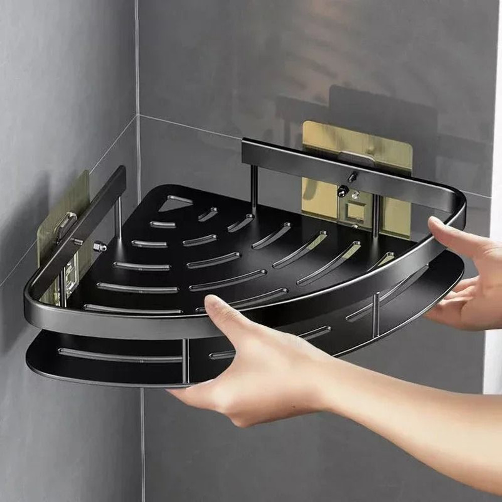 Bathroom Shelf Makeup Storage Organizer Aluminum Alloy Shampoo Rack 0