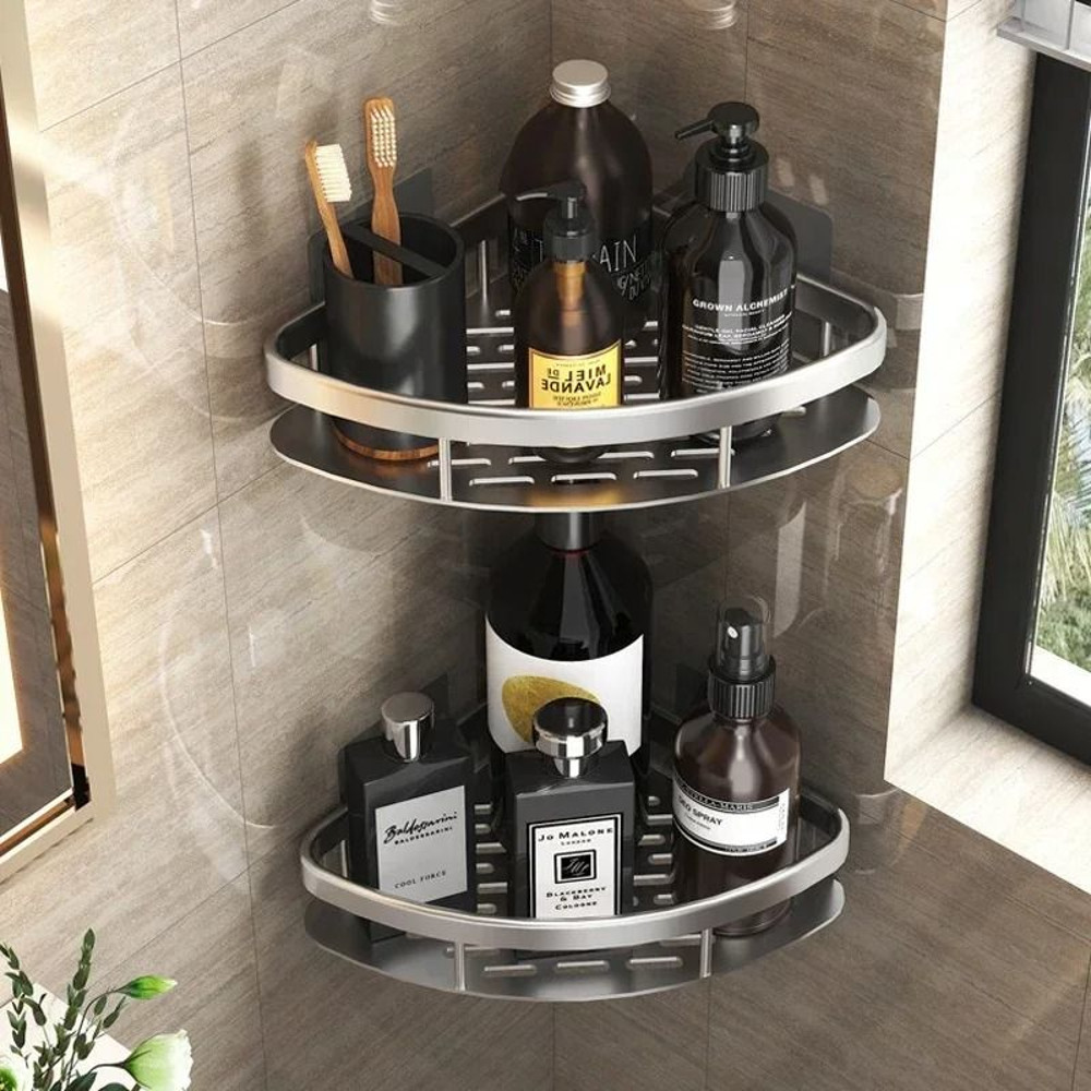 Bathroom Shelf Makeup Storage Organizer Aluminum Alloy Shampoo Rack 2