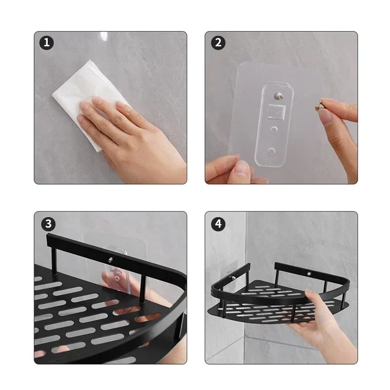 Bathroom Shelf Makeup Storage Organizer Aluminum Alloy Shampoo Rack 4