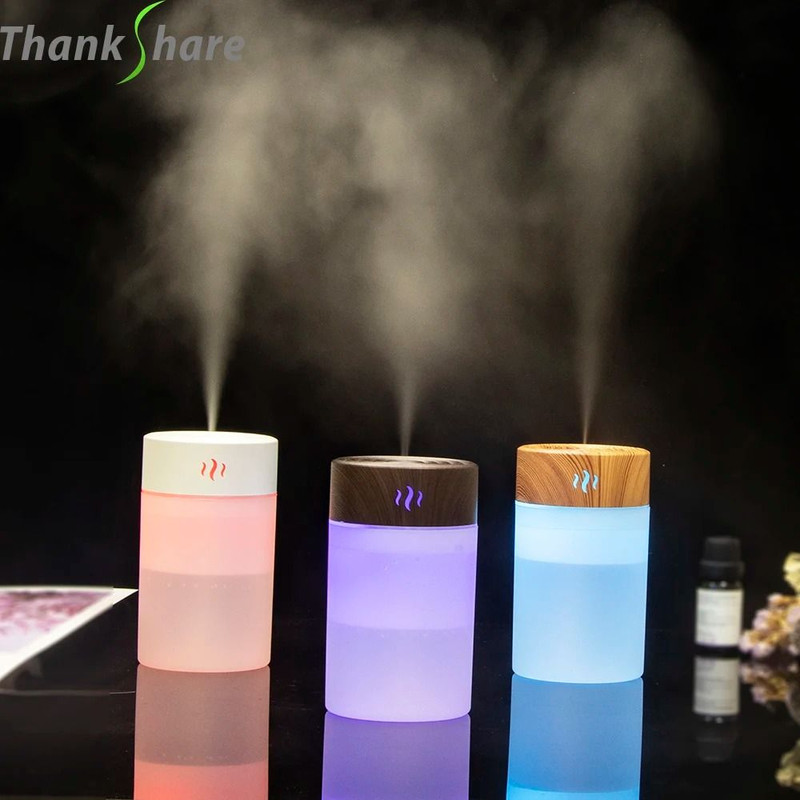 USB Air Humidifier 260ml Wood Grain Aroma Diffuser 0