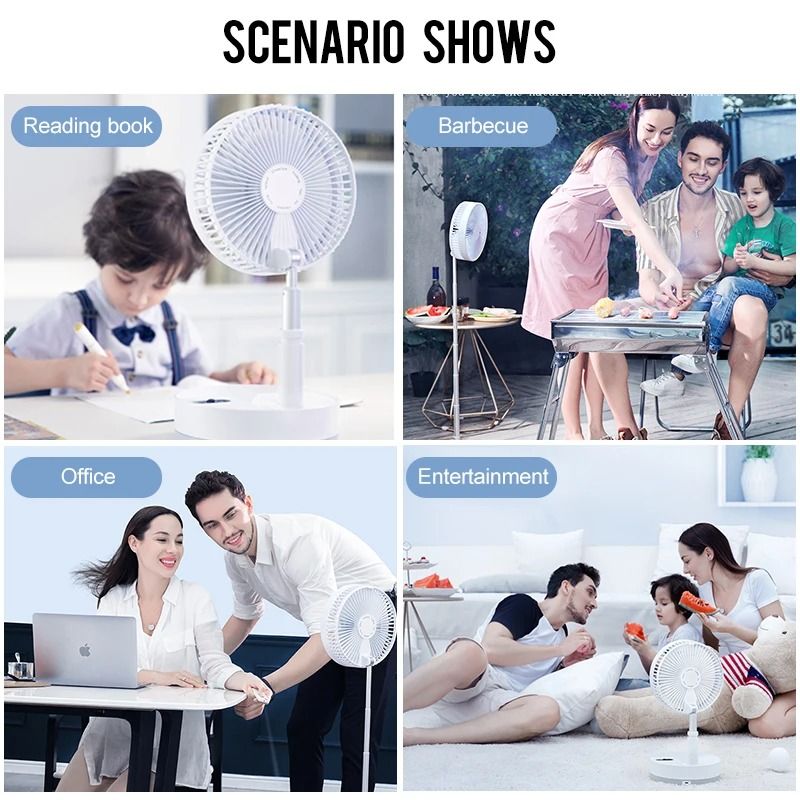 P10 10800mAh Folding Portable Fan USB Rechargeable Desk Floor Fan 5