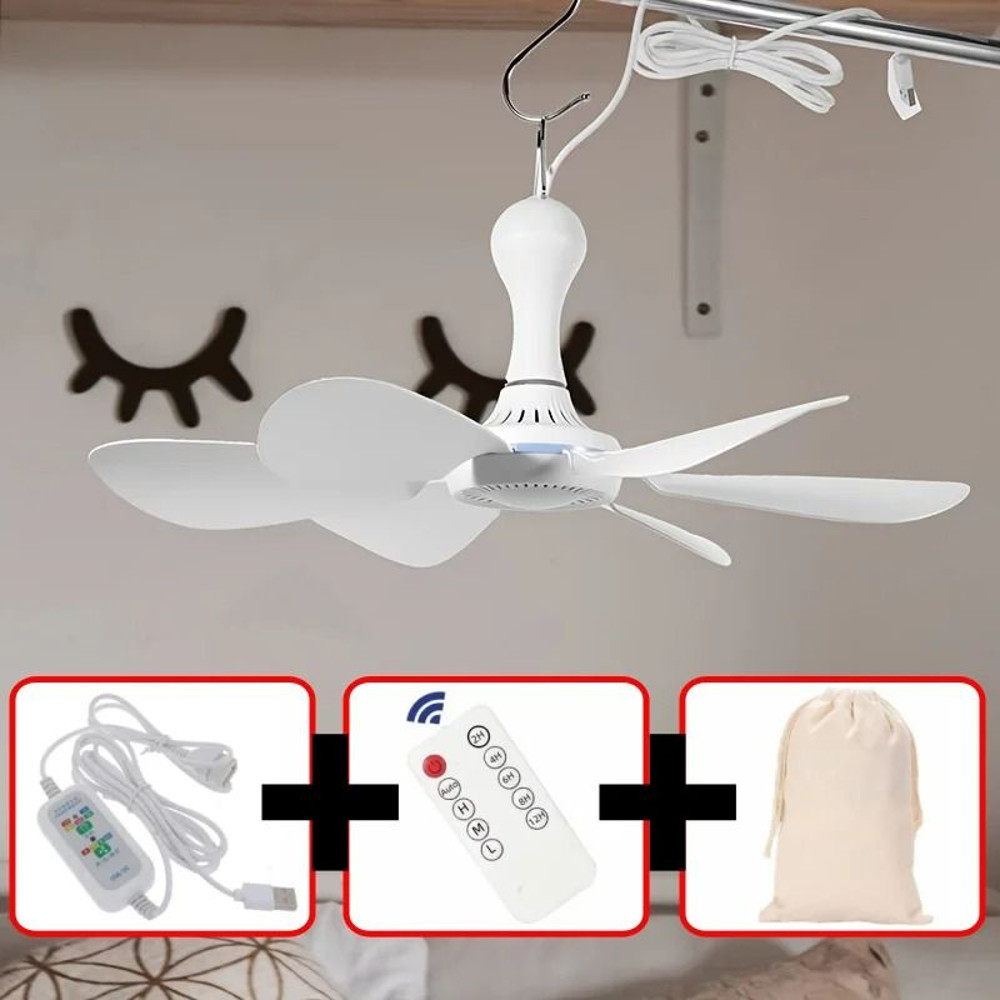USB Fan Silent 6 Blade Hanging Fan For Camping Outdoor Use 12