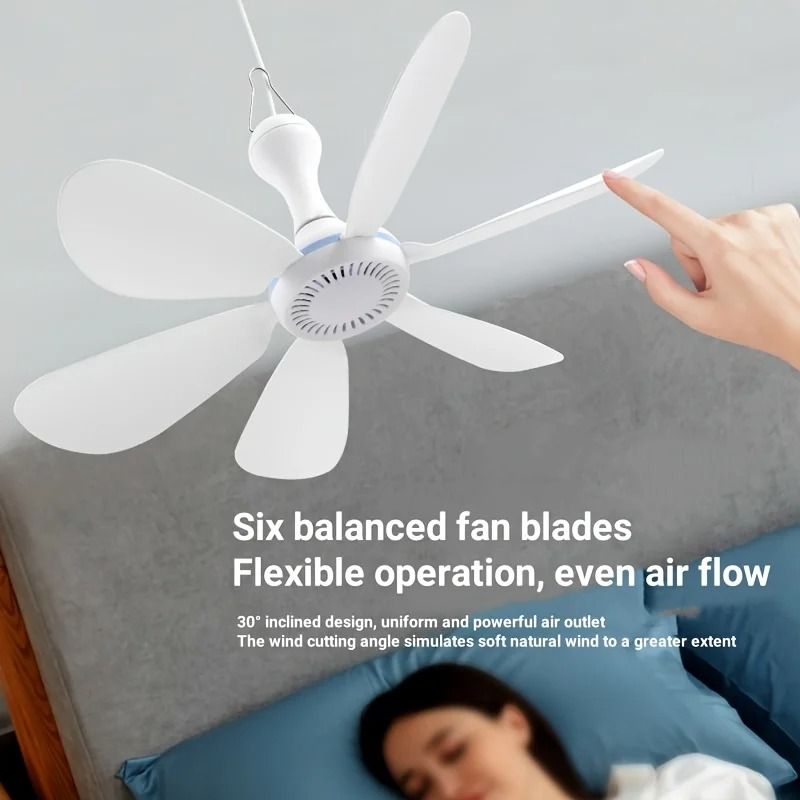 USB Fan Silent 6 Blade Hanging Fan For Camping Outdoor Use 3