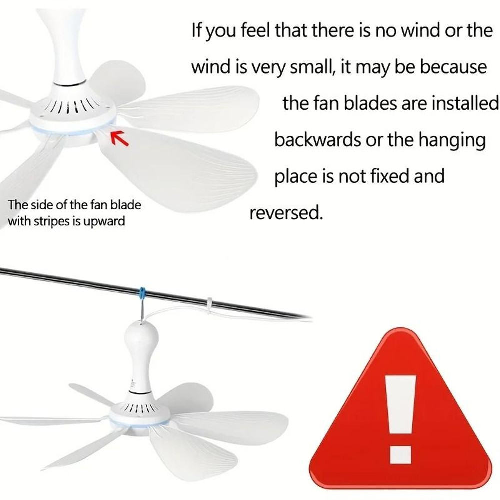 USB Fan Silent 6 Blade Hanging Fan For Camping Outdoor Use 4